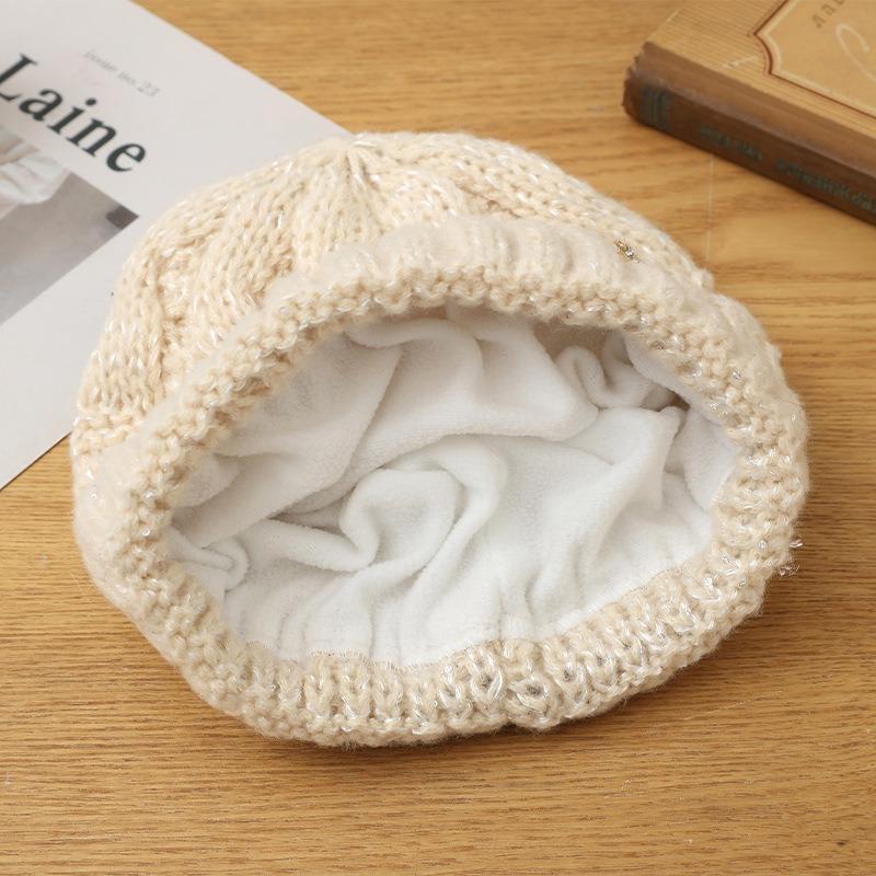 Autumn and winter hats women's fleece thickened rabbit fur knitted hats, ear protectors, warm wool hats, fashionable headgear hats