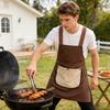 Waterproof Kitchen Apron with 2 Removable Towel Pockets No-Tie Cross Back Chef Apron for Men & Women Cooking Baking Grilling BBQ