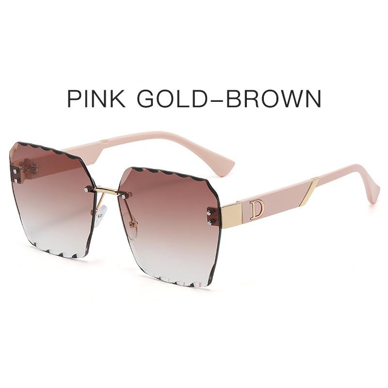 Glamour Luxury D Brand Sunglasses For Men And Women Stylish Rimless Oversize Fashion Glasses Unisex Trend Eyewear UV400