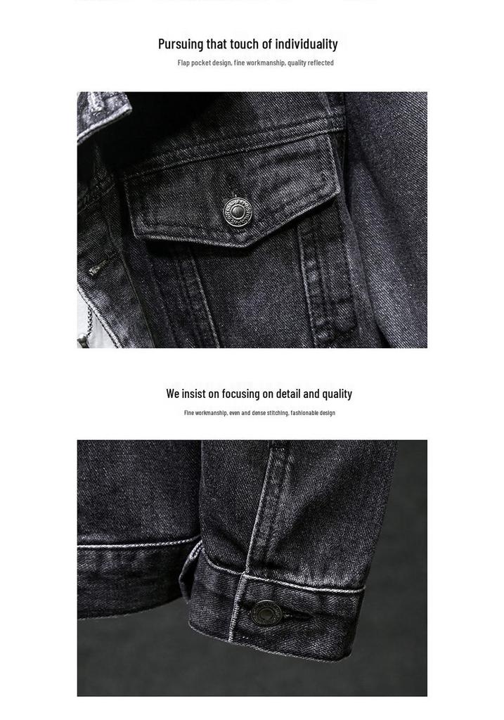 Men's Trendy Plus Size Denim Workwear Jacket - Versatile for Spring and Autumn