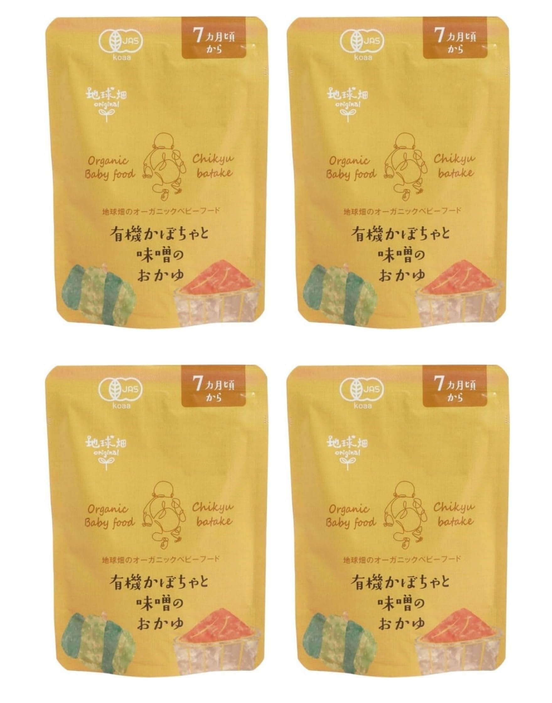 

Кагосима Органическая тыква и мисо каша для 7-месячных, 80 г х 4 контейнера, Органическое детское питание, Органический рис, Каша для младенцев и малышей