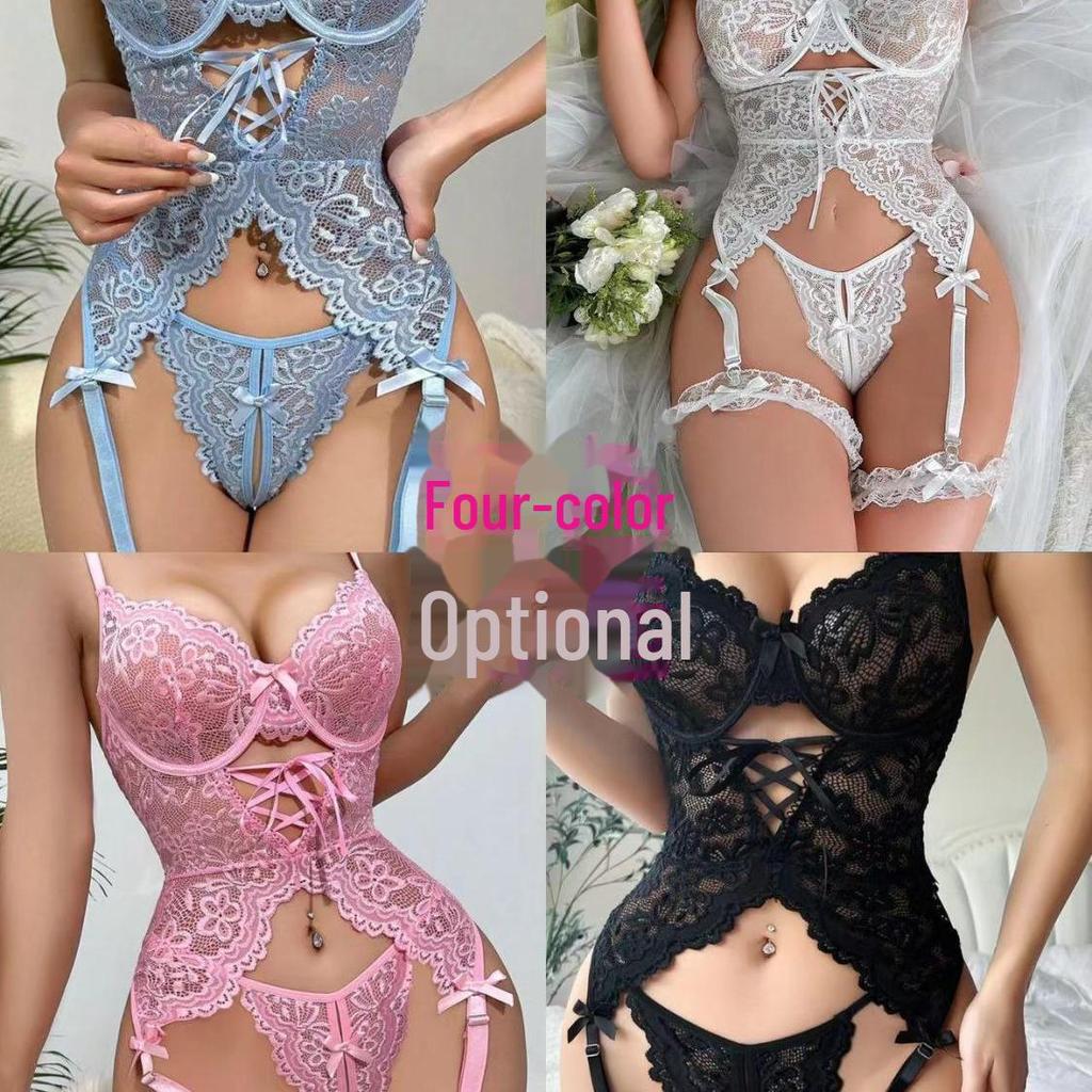 "Europeisk og amerikansk sexy blonderundertøyssett": Slim Fit med BH med stålring og design for benomkrets"