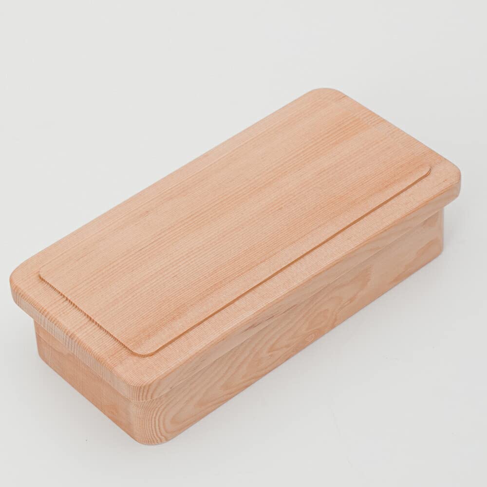 

Natural Wooden Cedar Wood Hollow Share Bento Box Long Angle Large