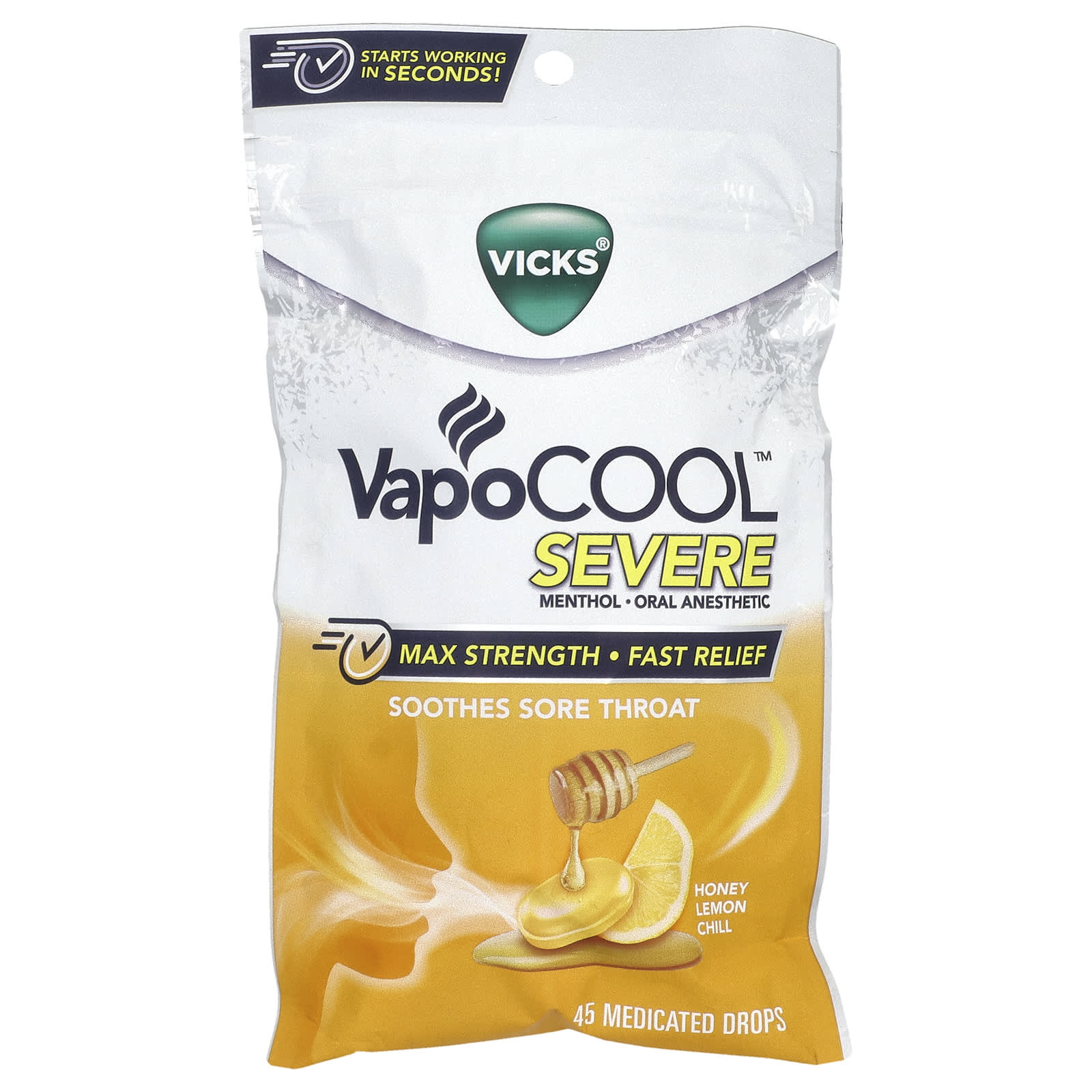 

Vapocool™, Siberian, Max Strength, Honey Lemon Chill, Medicated Lozenges, 45 Count