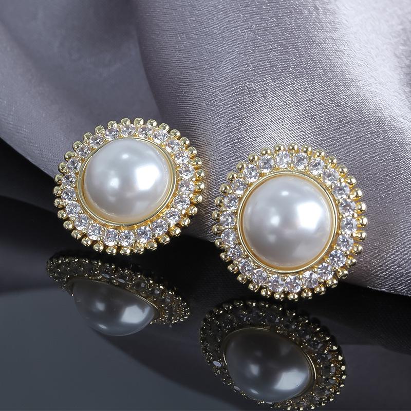 S911 silver needle pearl stud earrings new trendy high-end earrings simple exquisite small temperament ins earrings