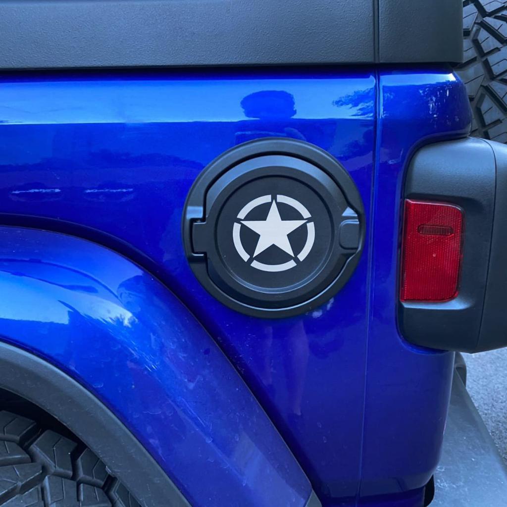 Wrangler Drivstofflokk Svart Stjerne Drivstoffpåfyllingsdør Drivstofftankdør Kompatibel med Jeep Wrangler JL JL og Rubicon Deksel, Deksel, 2018-2021 Unlimited, (JLU),