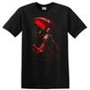Skeleton Holding Red Umbrella Rain T Shirt Creepy Halloween Tee Art Design