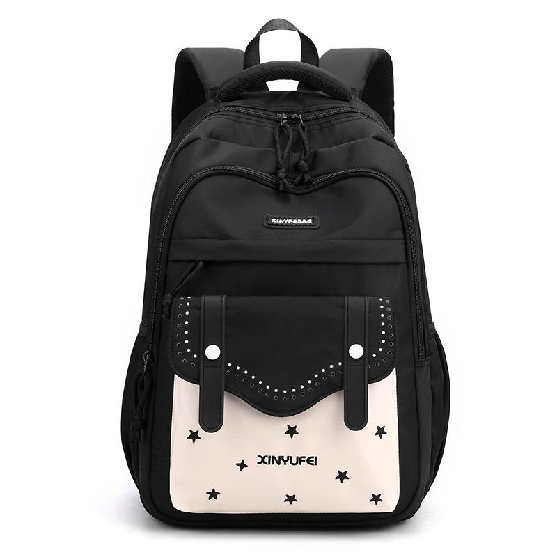 

Школьный рюкзак для учениц средней школы, большой вместимости, легкий и простой для девочки, рюкзак для старшеклассниц и студенток чёрный