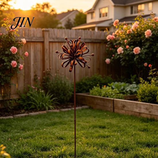 Decorative Outdoor Ground Stakes Iron Garden Stake Decor, Metal Yard Ornament with Rustproof Coating, Plugs Decor Easy Insert for Patio Villa