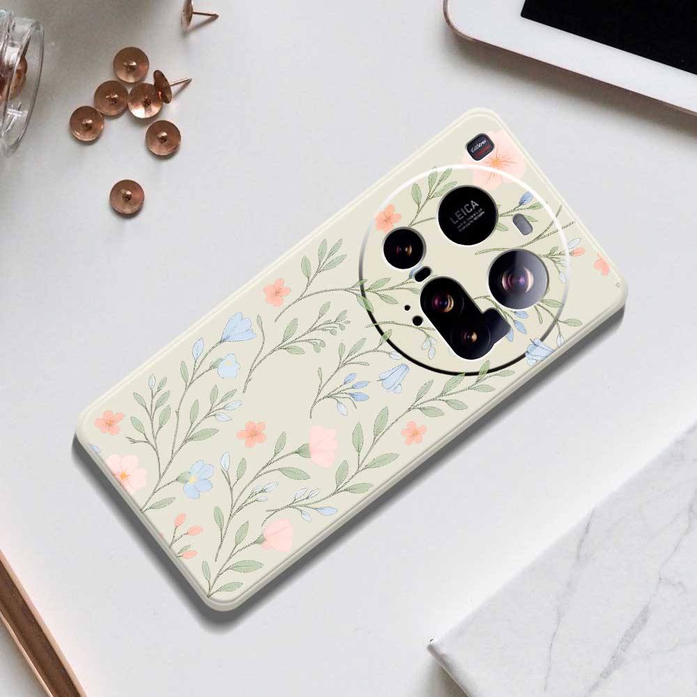 For Xiaomi 15 Ultra Case Pink Blue Flowers Pattern Printing Straight Edge TPU Phone Back Cover
