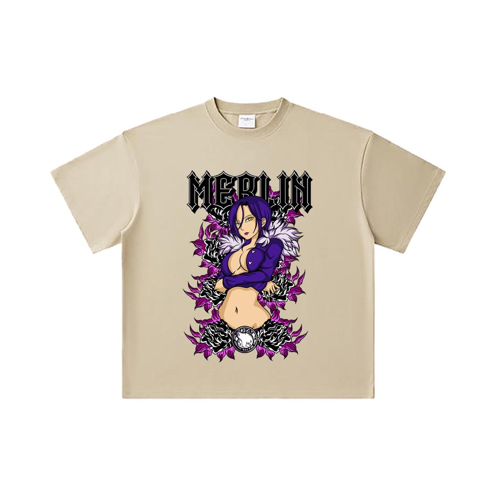 260 GSM Double Yarn 32 Count 100% Cotton Seven Deadly Sins V8 Merlin Print Unisex Heavy Cotton T Shirt… More