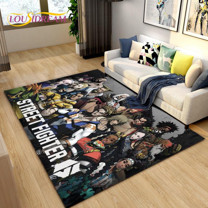 Retro Game Street Fighter Gamer Area Rug,Carpet Rug for Living Room Bedroom Sofa Doormat Decoration, Kid Play Non-slip Floor Mat