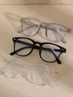 3PCS Fashion Classic Pentos Plastic Anti-Blue Light Clear Glasses For Daily Office Reading Life Eye Protection Accessories.