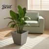 Indoor Outdoor Flower Pot Square Plastic Pot Stone-Look Planter with Drainage Hole Modern Plant Decorative for Plants Living Room Patio Garden