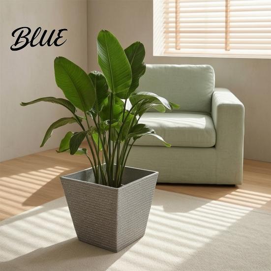 Indoor Outdoor Flower Pot Square Plastic Pot Stone-Look Planter with Drainage Hole Modern Plant Decorative for Plants Living Room Patio Garden
