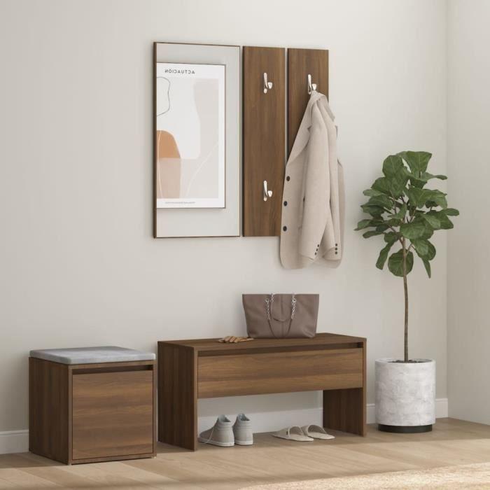3120196 vidaXL Hallway Furniture Set Brown Oak Engineered Wood