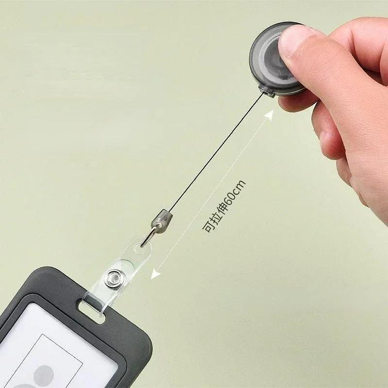 1Set Retractable Badge Holder Reel Staff Nurse Plastic Working ID Name Tag Holder Student Bus Pass Card Cover Case ID Sleeve