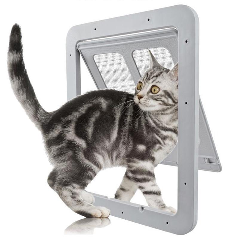 Automatic Pet Dog Home Screen Door Lockable Sliding Screen Door Magnetic with Magnetic Flap Car Doors 4 Ways Lockable Pet Gate