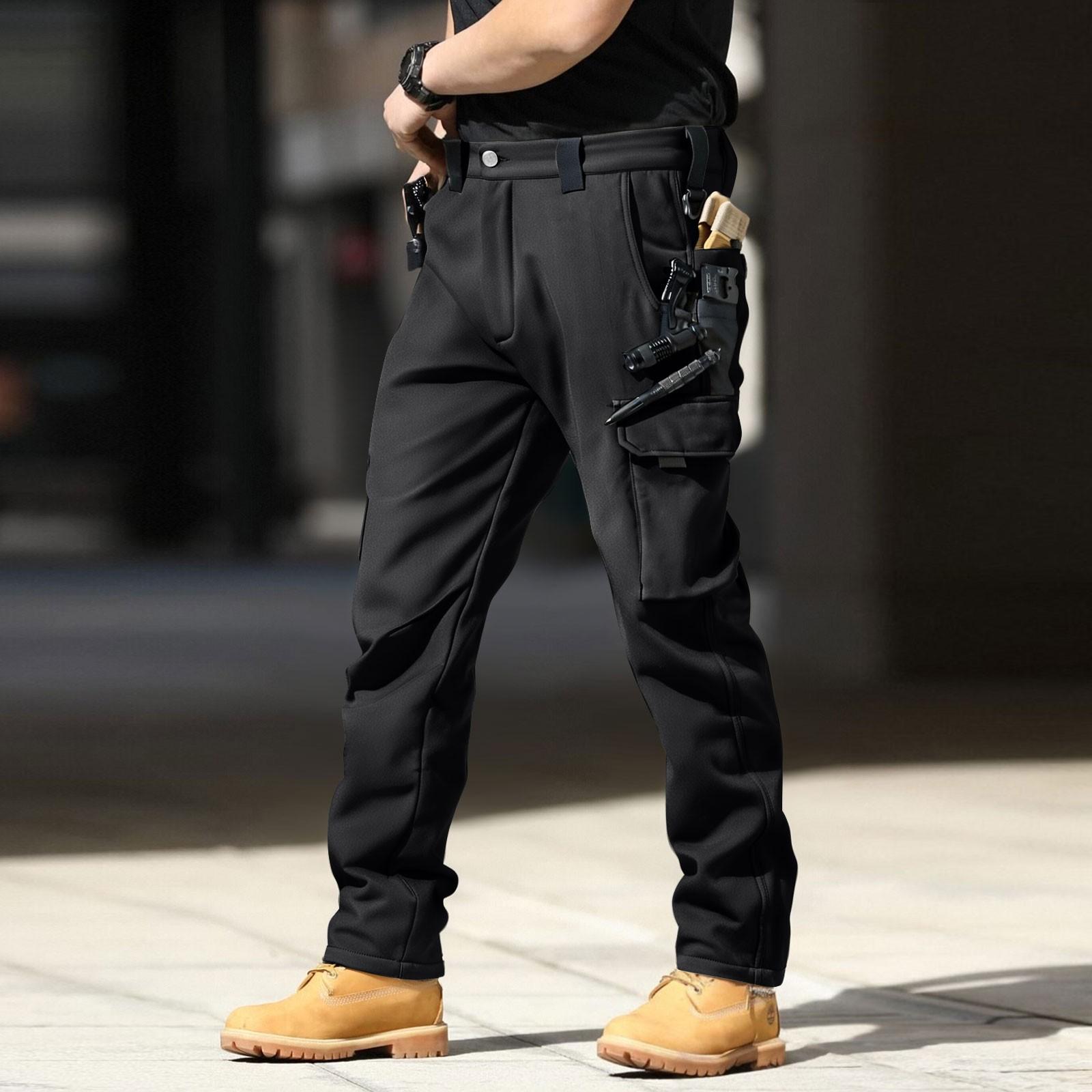 

Men s Waterproof Ripstop Cargo Pants - Multi-Pocket Zippered Heavy-Duty For Outdoor Hiking Camping Work M чорний