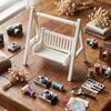 1:12 Scale Miniature Swing Vintage White Wooden Porch Swing Doll House Furniture Mini Garden Backyard Decor