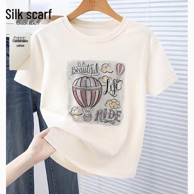 Women s Casual Round Neck Sequin Print T-Shirt M