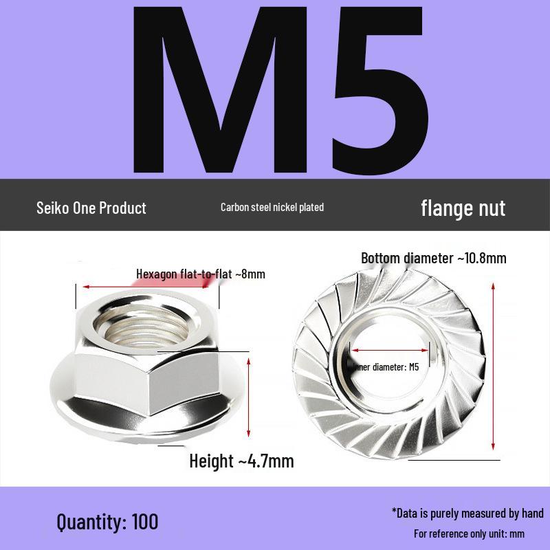 Electroplated Galvanized Hex Flange Nut with Anti-Slip Tooth Washer Cap, M3-M16