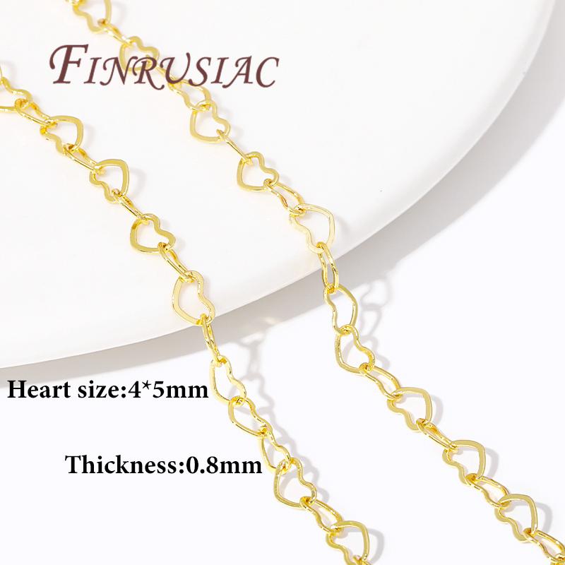 1/2Meters 14K/18K Gold Plated Love Heart Chains For Jewelry Making,Bulk Chain For Needlework,DIY Necklace Bracelets Findings