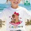 2025 Children's Capybara T-Shirt Kids Short Sleeve Shirt Capy Birthday Print Round Neck Tops Boys Girls Birthday Gift T Shirt