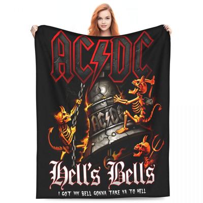 AC DC Music Band Blankets Velvet Textile Decor Portable Super Warm Throw Blankets for Bedding Office Rug Piece