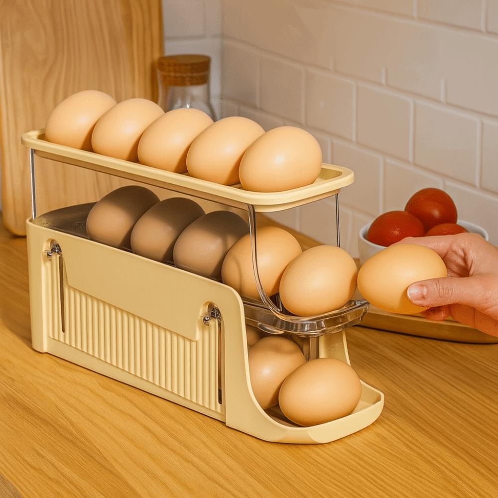 Holds 17 Eggs Automatic Rolling Egg Tray Removable Egg Holder Refrigerator Egg Holder  Dining Table