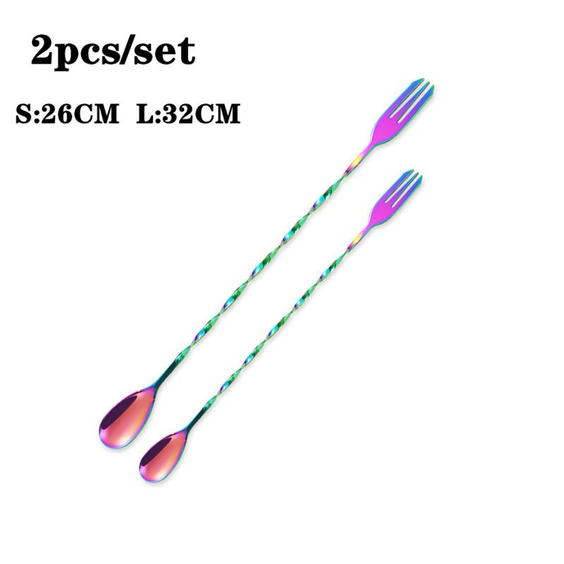 2 Stück Kreativer Langer Spiralgriff Cocktail Löffel Edelstahl Whisky Wein Mischlöffel Shaker Muddler Rührlöffel Barzubehör