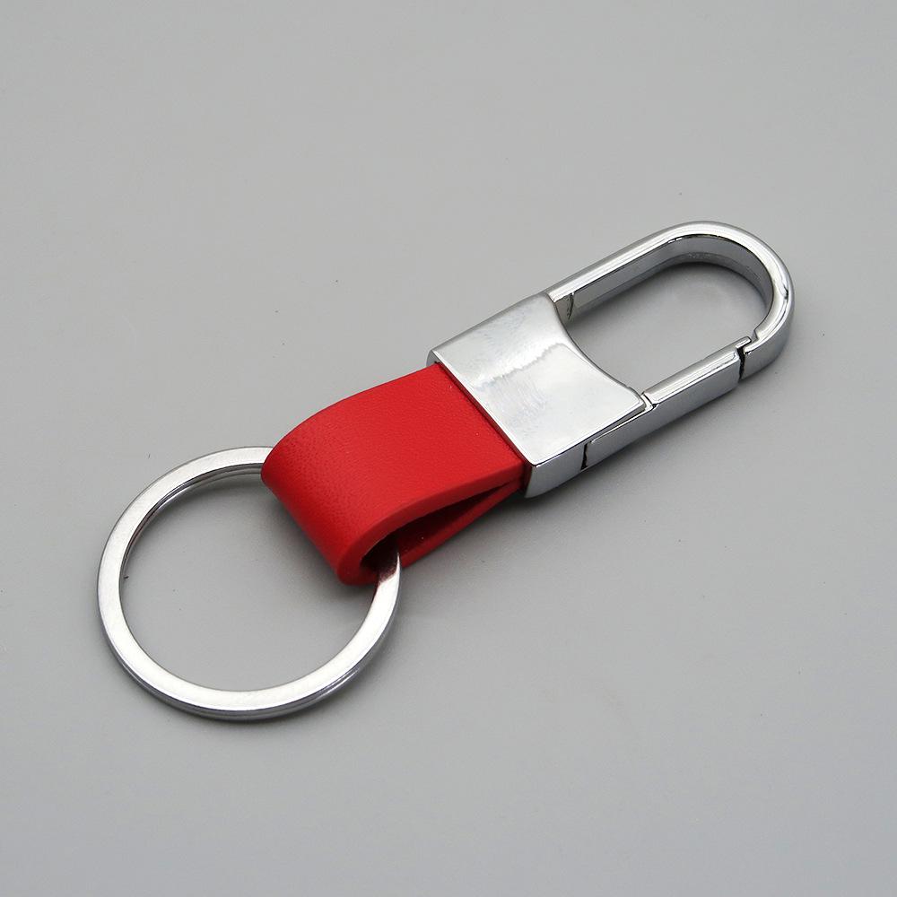 Metal and Genuine Leather Car Keychain with Customizable Laser-Engraved Logo