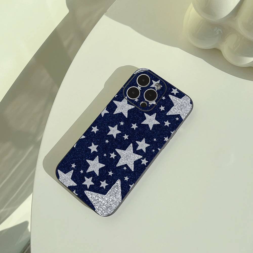 C-Colorful Star Phone Case For iPhone 17,16,15,14,13,12,11 Pro Max, Lightweight and practical Soft Black Cover