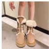 Lace-up Two-wear Snow Boots for Women's Winter New Thick-soled Medium Tube Fur Integrated Fleece Thickened Cotton Boots