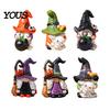 Weather Resistant Gnome Sculptures Halloween Witch Hat Figurine, Mini Wizard Resin Figurines Statue, Dwarf Sculpture Ornament for Indoor Outdoor