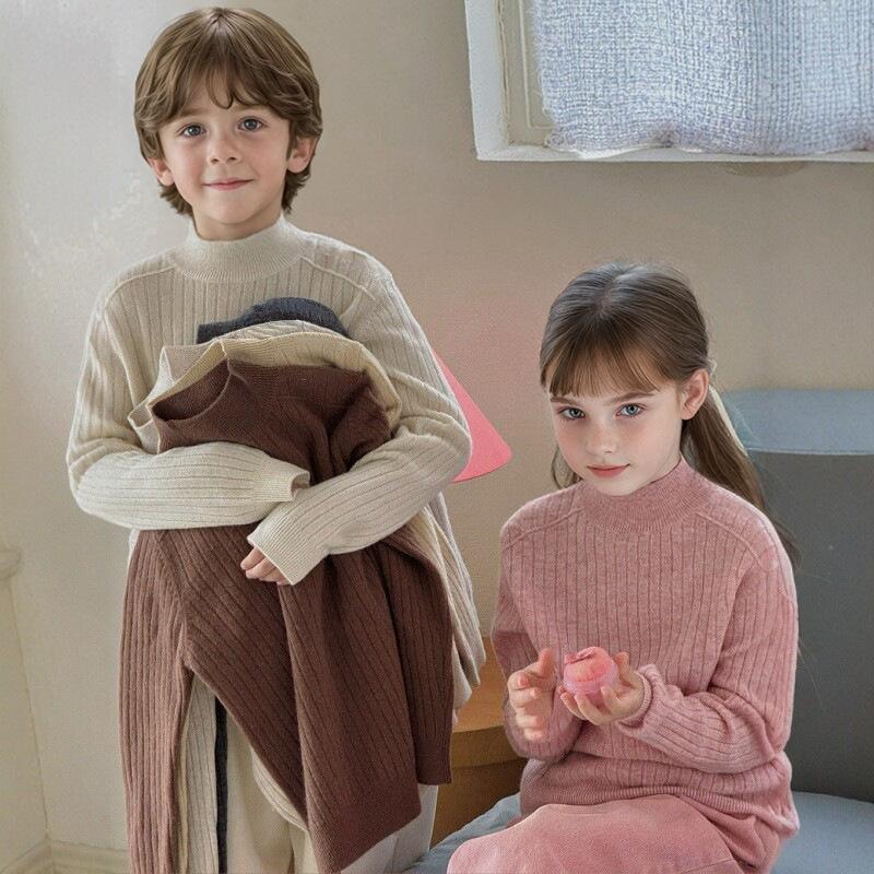 Maglione in Maglia Carino da Ragazza a Collo Alto Abbigliamento Casual per Adolescenti Bambini Top Pullover Versatile Super Morbido Intimo Base alla Moda