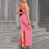 European and American Fashion Milk Silk Suit Skirt, New Sexy Neck Top, Hip-wrapped Hollow Split Skirt