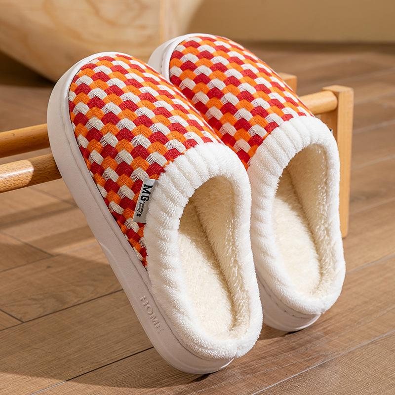 Baumwollhausschuhe für Damen und Herren: Dicke Sohle, Rutschfest, Warm, Perfekt für Zuhause im Winter, Frühling und Herbst