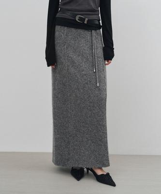 Mongdol Strap Maxi Wool Knit Skirt Grey Mdsk024Gray
