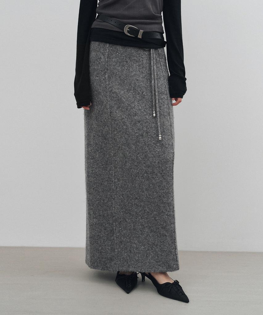 Mongdol Strap Maxi Wool Knit Skirt Grey Mdsk024Gray