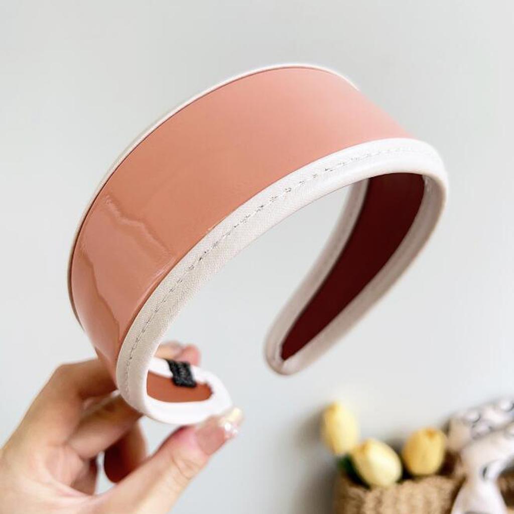 PROLY New Fashion Hair Accessories For Women Side Side PU Leather Hairband Solid Color Turban Summer Vintage Headband For Adult