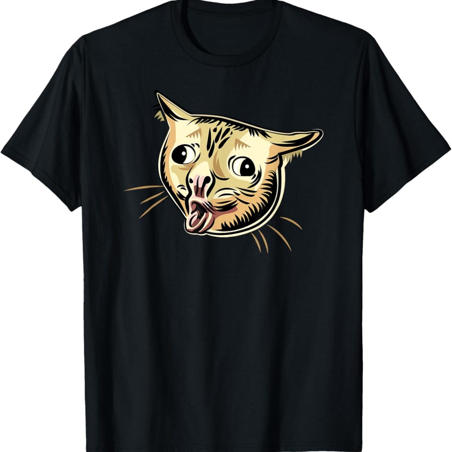 Coughing Cat Funny Cat Meme Graphic T-Shirt S