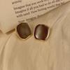 S925 Silver Needle French Retro Square Oil Dripping Earrings New Earrings Women's Niche Design Earrings