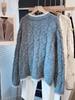 Handmade Floral Round Neck Sweater Coat for Women - 2026 Autumn/Winter Loose Lazy Style Thick Knit Cardigan