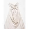 2025 Silk Satin Halter Neck Sleeveless Top with Draped Collar