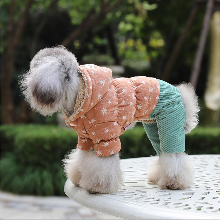 Corduroy Warm Fleece Teddy Pet Overalls Winter Dog Clothes Dog Jumpsuit Pet Cat Clothing