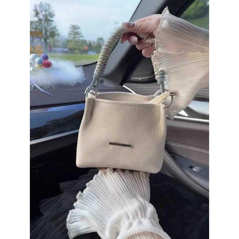 

Супермягкая сумка-ведро для работы, продвинутая текстура, нишевый дизайн, простота и универсальность, на цепочке, через плечо, маленькая женская сумка White