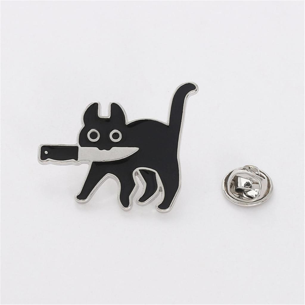 Littlepa PISIWER Enamel Cat Pin for Women Girls Pin Brooch Cat Enamel Pin Funny and Cute Cat Pin for One Rhinestone Clothes, Size, Metal,