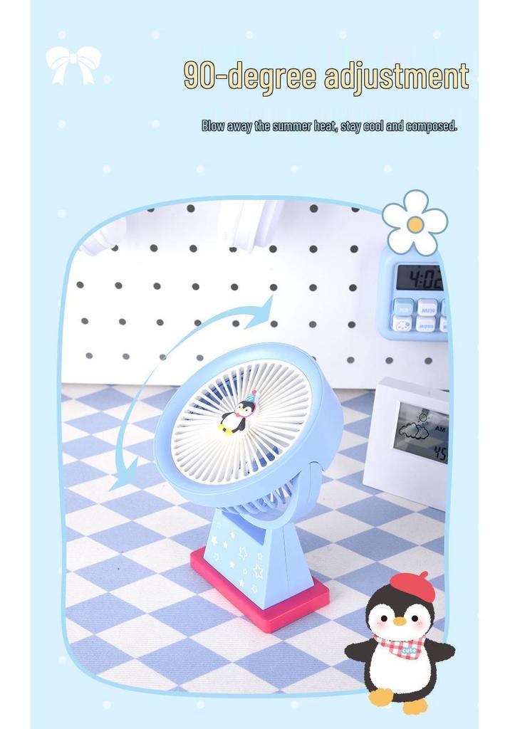 Portable USB Rechargeable Cartoon Fan for Dorms, Offices, and Outdoors