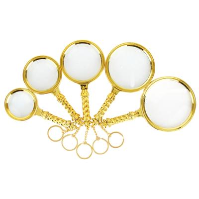 5x Handheld Magnifier Reading Magnifier Loupe Glasses 5x with Gold-plated Flower & for Key Hook Book & Newspaper Reading